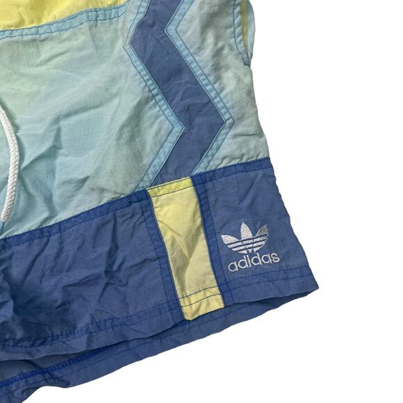 Adidas VTG 80s Swim Trunks Shorts 5" Inseam Built In Liner Blue Green Large - Picture 3 of 6